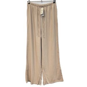 Hippie Rose Women's M Pants Linen Blend Elastic Wide Leg Pull On Hippie Boho New